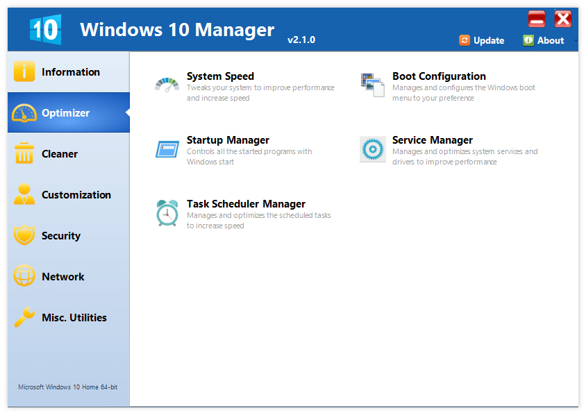 Administrador de Windows 10 de Yamicsoft