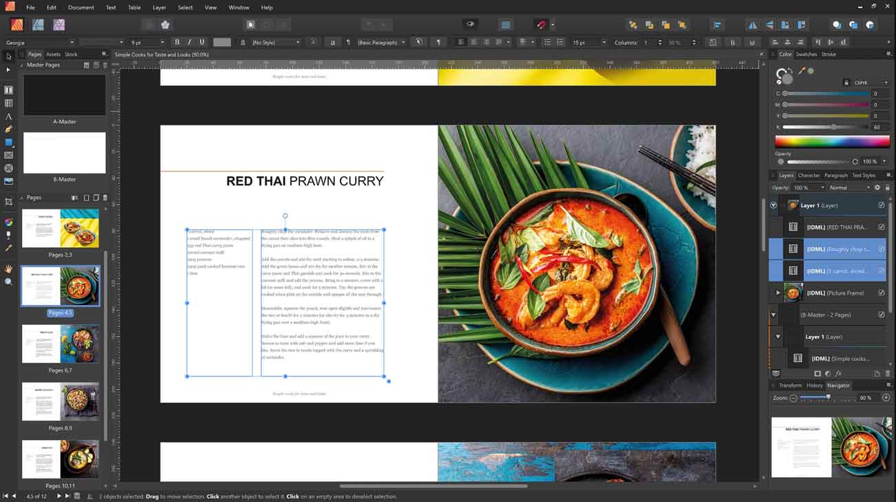 Captura de pantalla de Serif Affinity Publisher