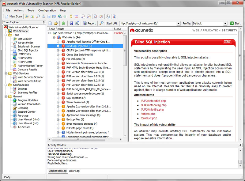 Escáner de vulnerabilidades web Acunetix