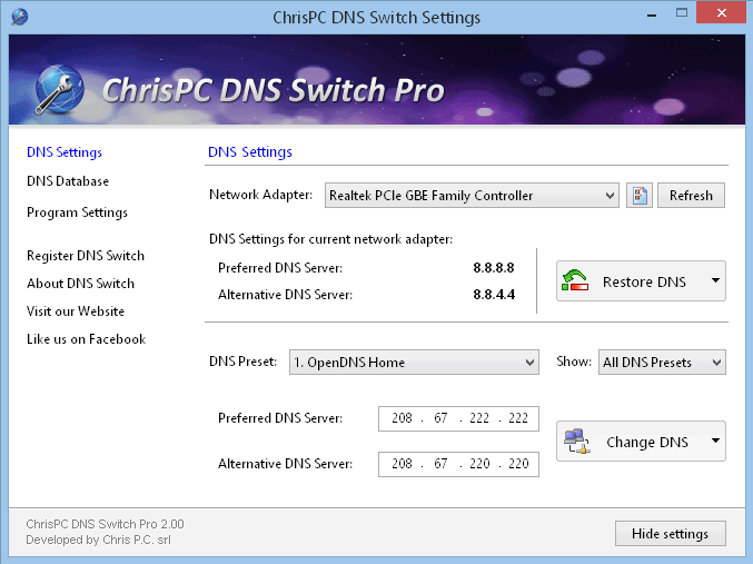 conmutador dns chrispc