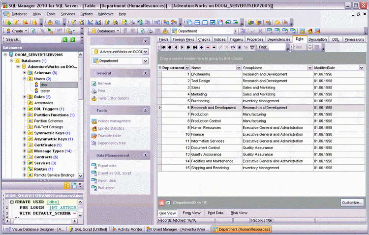 administrador de sql ems