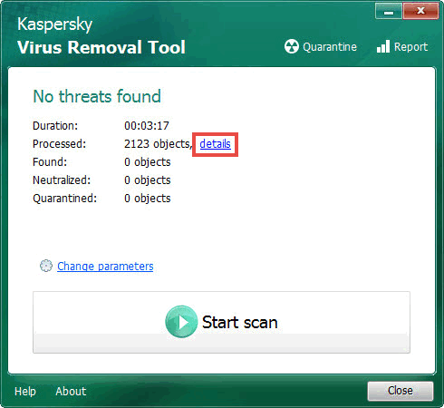 Herramienta de eliminación de virus Kaspersky