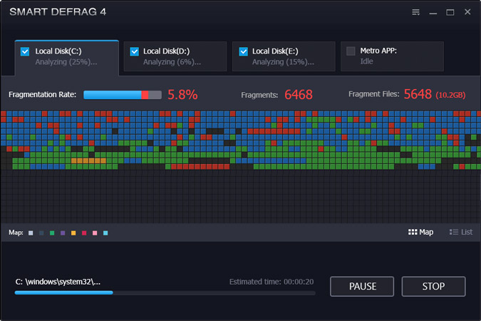 Desfragmentación inteligente IObit Pro