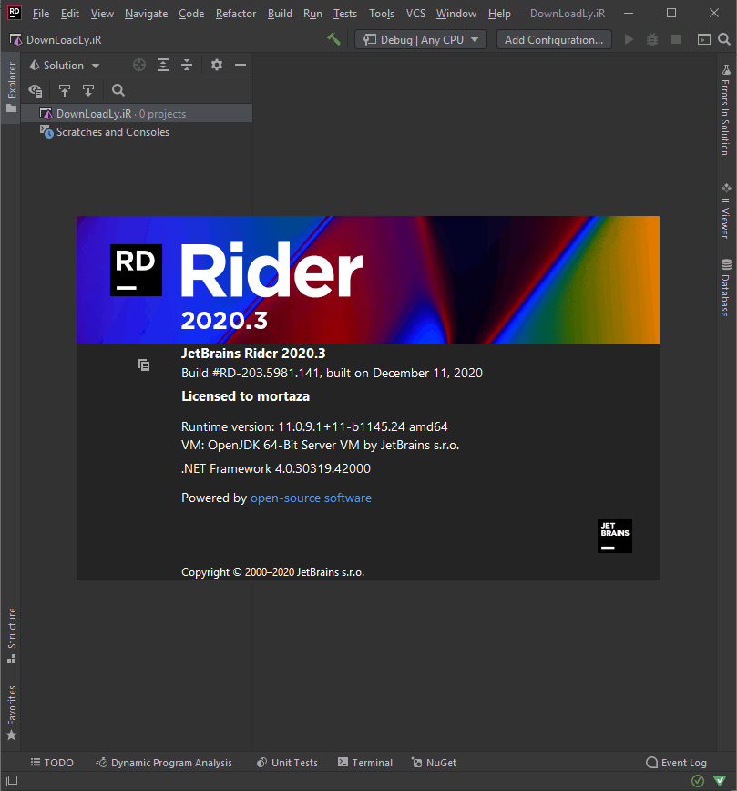 captura de pantalla del piloto de jetbrains