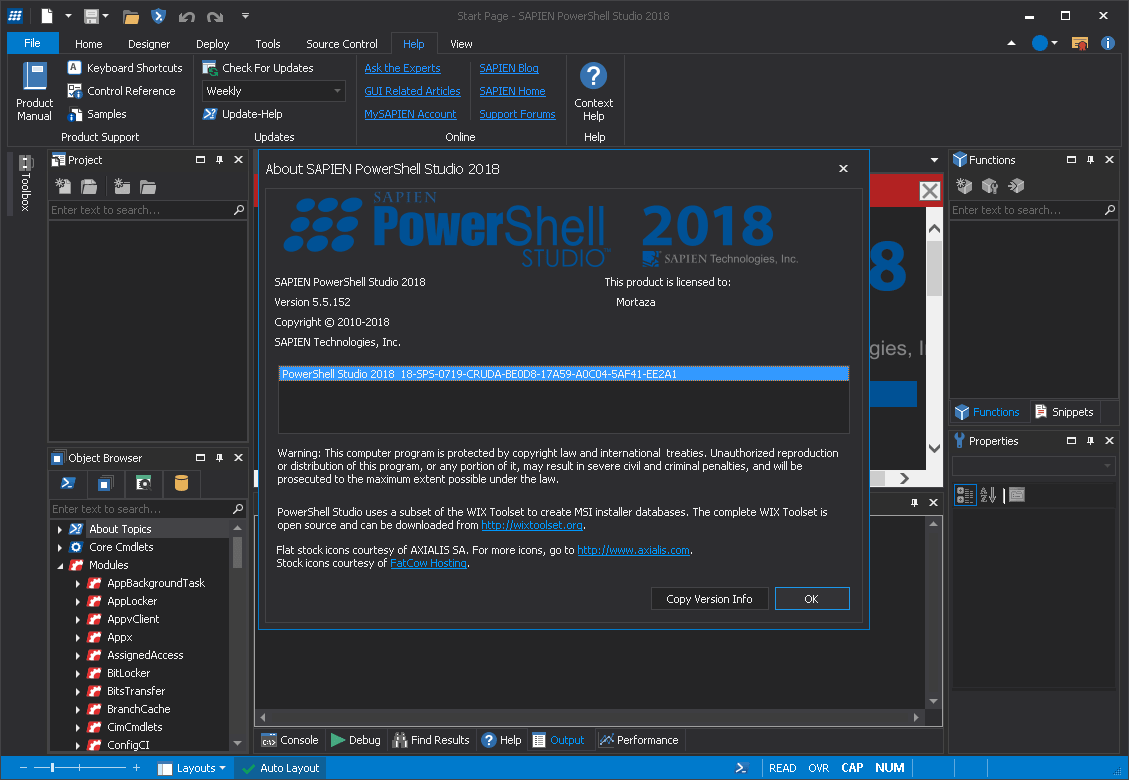 captura de pantalla del estudio powershell