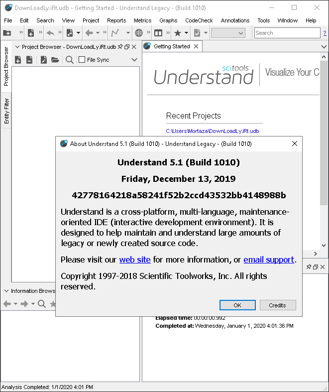 Pantalla de comprensión de Scientific Toolworks