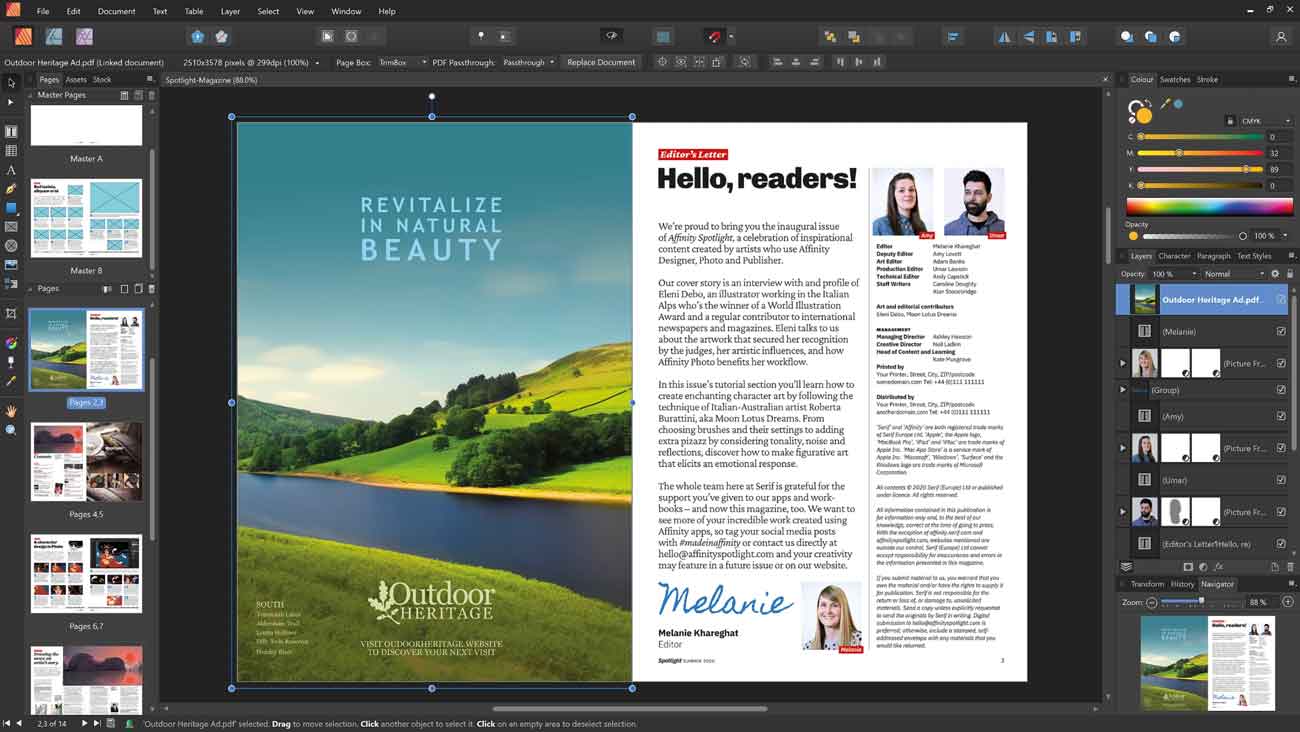 1 Captura de pantalla de Serif Affinity Publisher