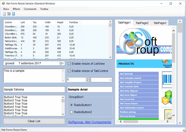 Cambiar el tamaño de los formularios .NET de Softgroup