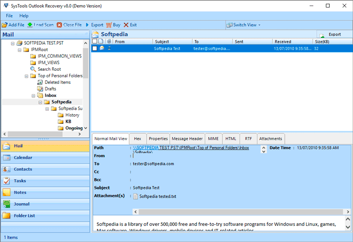 Recuperación de Outlook de SysTools