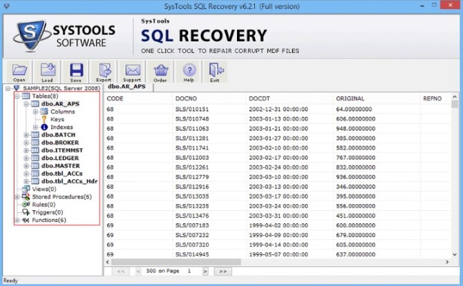 recuperación de systool sql